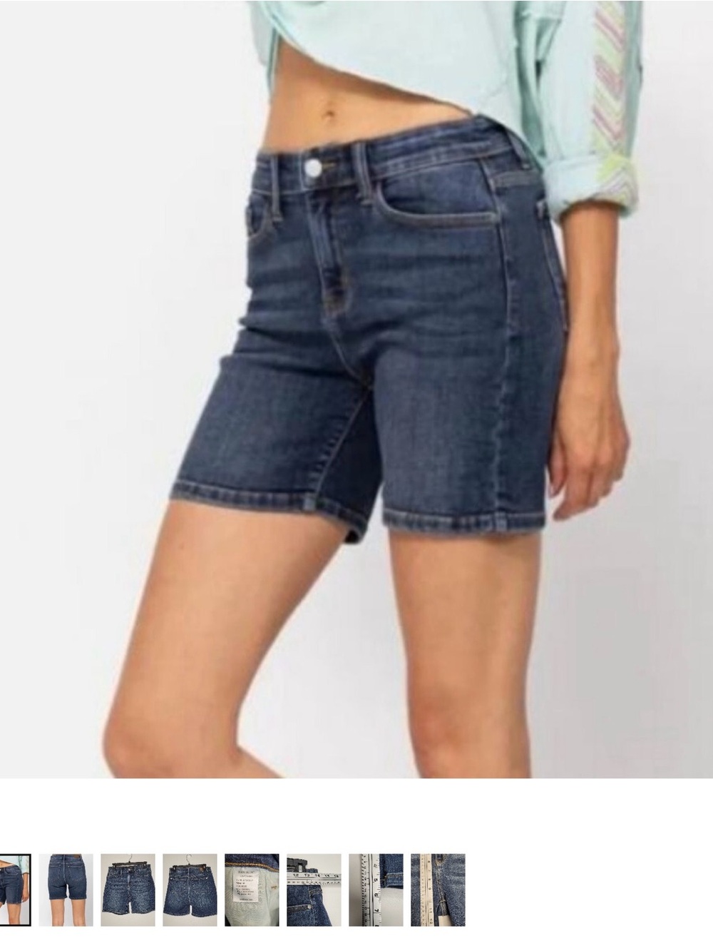 Judy Blue High Rise Mid-Length "Beach Days" Dark Wash Shorts  Size‎ Medium